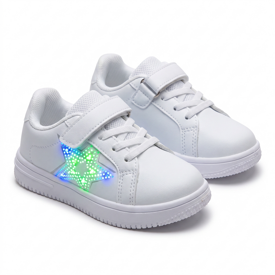 Baskets Enfant LED Étoile Court – Importées d’Espagne 🇪🇸 – Blanc