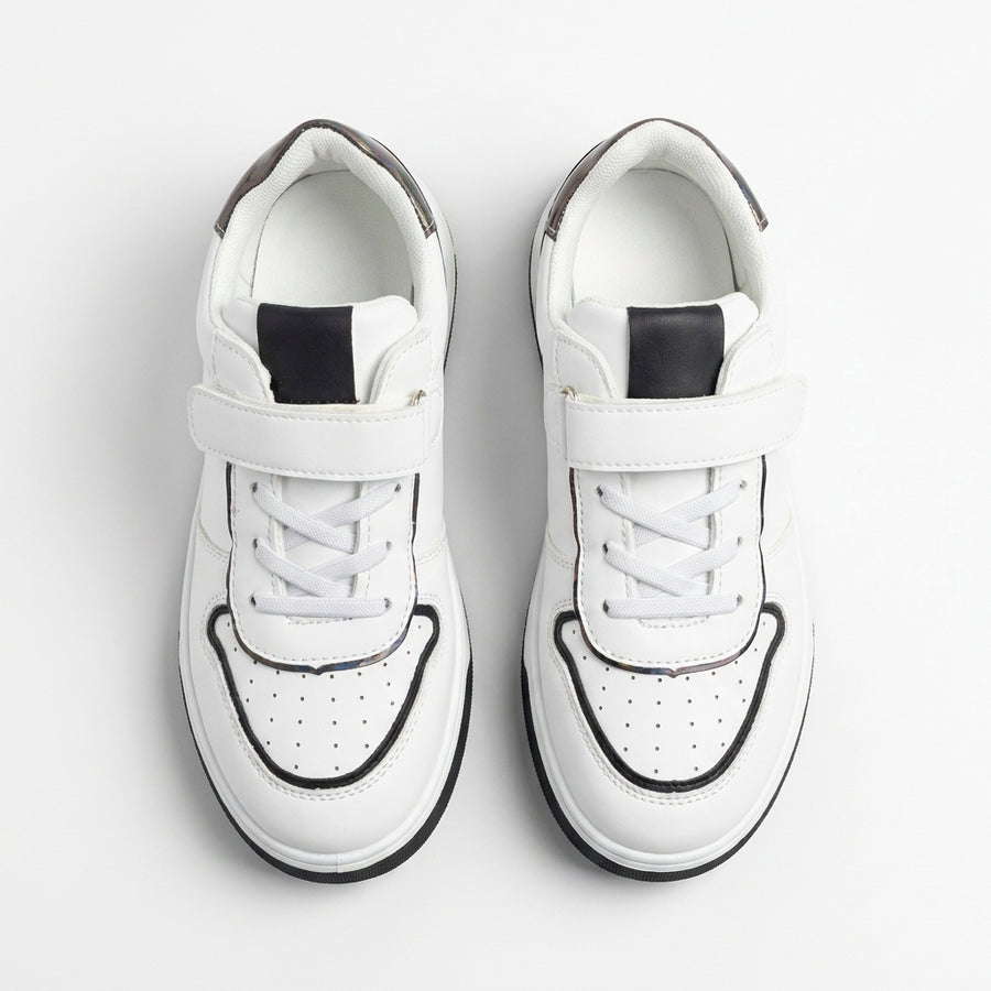 Baskets Enfant Unisexes Talon Irisé – Importées d'Espagne 🇪🇸 – Blanc & Noir