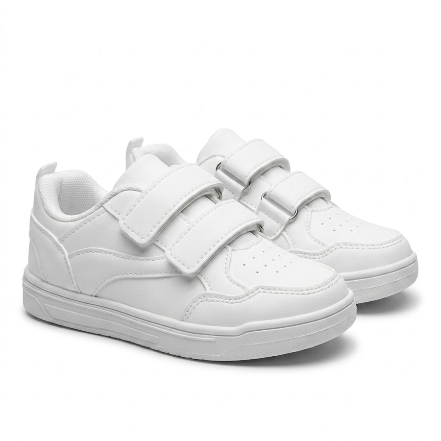 Baskets Enfant Unisexes Double Scratch – Importées d’Espagne 🇪🇸 – Blanc