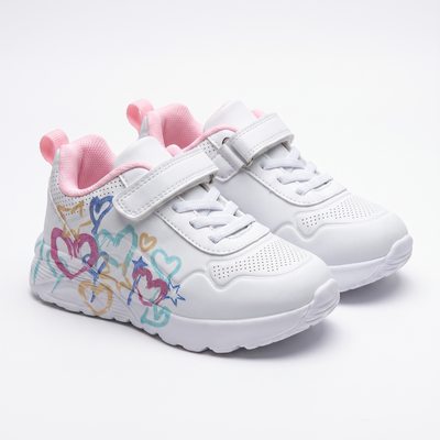 Baskets Fille Chunky Motif Cœurs – Bubble – Importées d’Espagne 🇪🇸 – Blanc