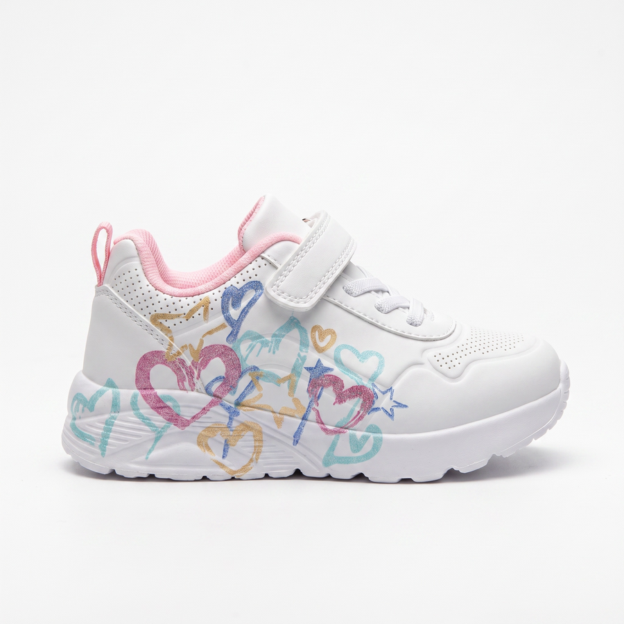 Baskets Fille Chunky Motif Cœurs – Bubble – Importées d’Espagne 🇪🇸 – Blanc