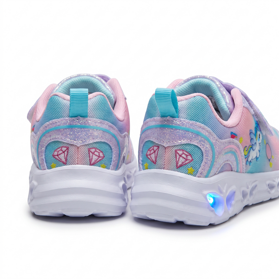 Baskets Fille LED Lumineuses Licorne – Bubble – Importées d’Espagne 🇪🇸 – Pastel Multicolore