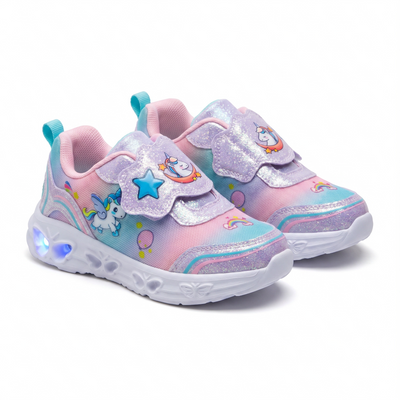 Baskets Fille LED Lumineuses Licorne – Bubble – Importées d’Espagne 🇪🇸 – Pastel Multicolore