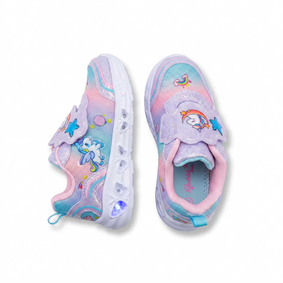 Baskets Fille LED Lumineuses Licorne – Bubble – Importées d’Espagne 🇪🇸 – Pastel Multicolore
