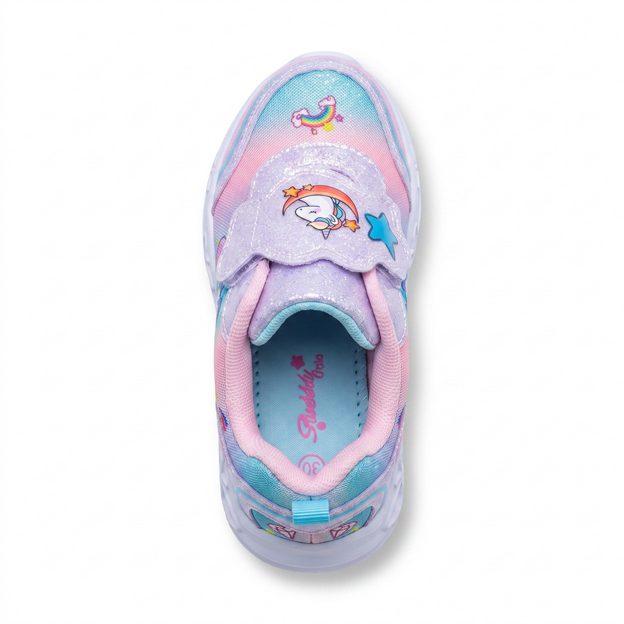 Baskets Fille LED Lumineuses Licorne – Bubble – Importées d’Espagne 🇪🇸 – Pastel Multicolore