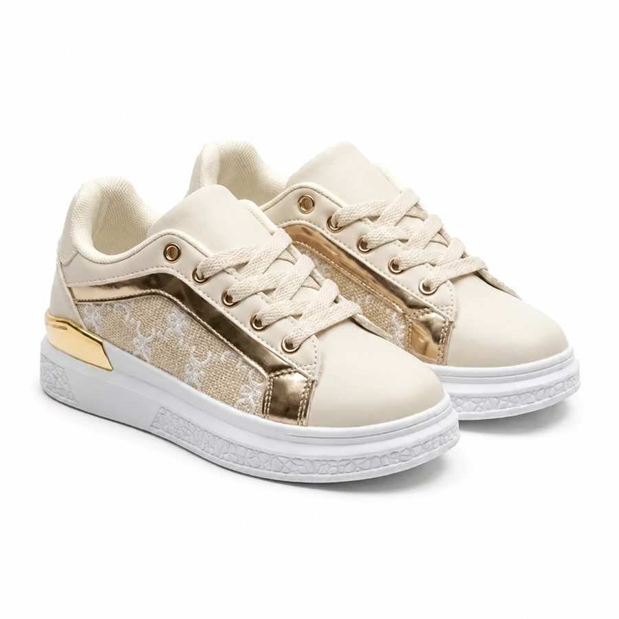 Baskets Fille QORAL Monogramme Chic – Importées d’Espagne 🇪🇸 – Beige
