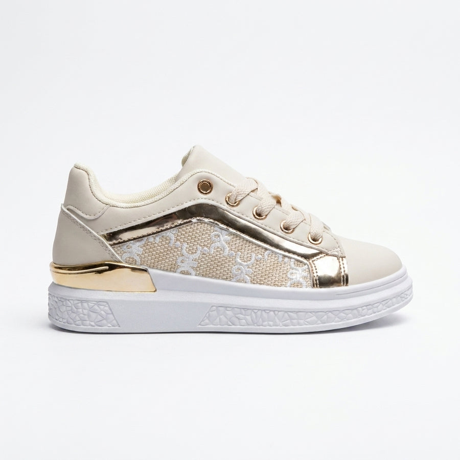 Baskets Fille QORAL Monogramme Chic – Importées d’Espagne 🇪🇸 – Beige