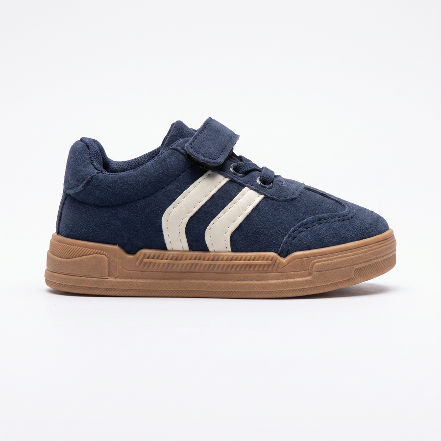 Baskets Garçon Scratch & Lacets – Bubble Kids – Suédine Bleu Marine