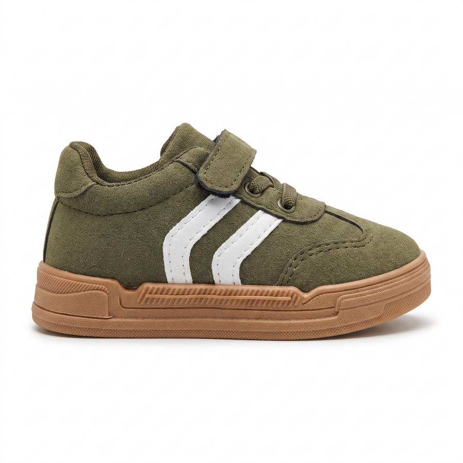Baskets Garçon Scratch & Lacets – Bubble Kids – Suédine Kaki