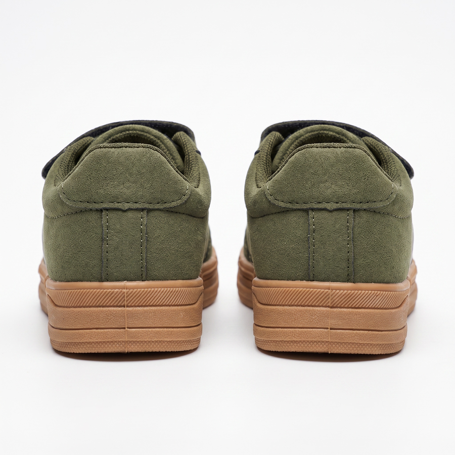 Baskets Garçon Scratch & Lacets – Bubble Kids – Suédine Kaki