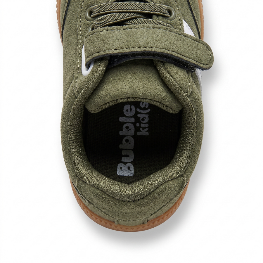 Baskets Garçon Scratch & Lacets – Bubble Kids – Suédine Kaki