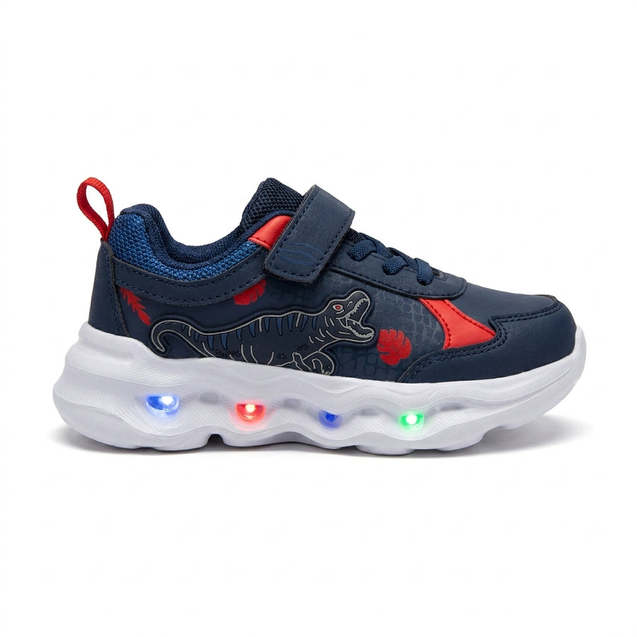 Baskets Garçon Lumineuses LED Dinosaure – BUBBLE KIDS  – Bleu_Marine