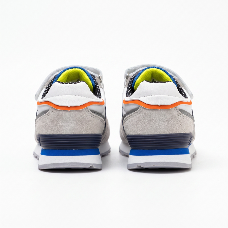 Baskets Garçon Rétro Runner – Bubble – Importées d’Espagne 🇪🇸 – Blanc & Gris