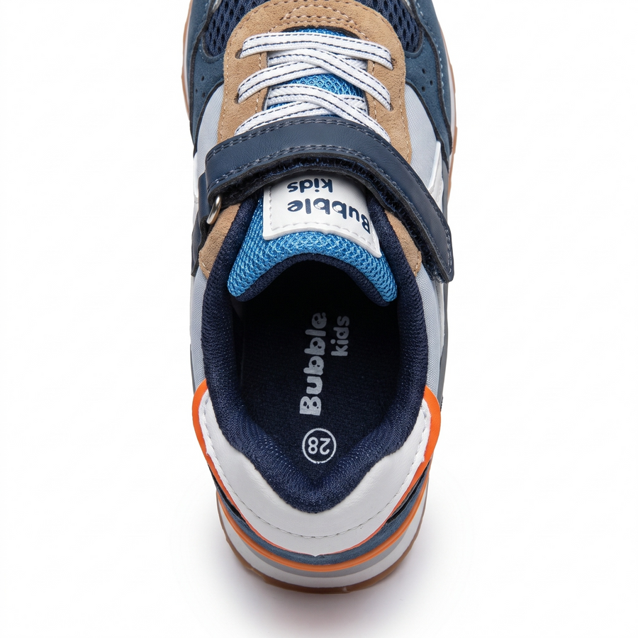 Baskets Garçon Rétro Runner – Bubble – Importées d’Espagne 🇪🇸 – Camel & Bleu