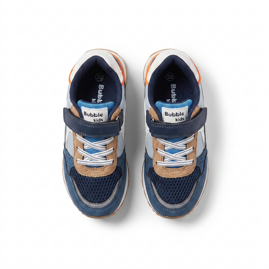 Baskets Garçon Rétro Runner – Bubble – Importées d’Espagne 🇪🇸 – Camel & Bleu