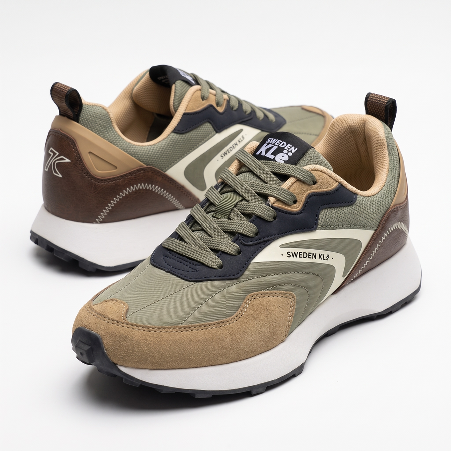 Baskets Homme Sweden KLE – Importées d’Espagne 🇪🇸 – Kaki & Beige