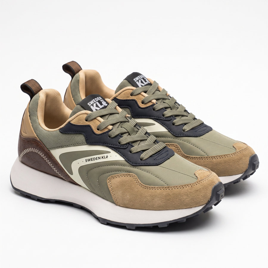 Baskets Homme Sweden KLE – Importées d’Espagne 🇪🇸 – Kaki & Beige