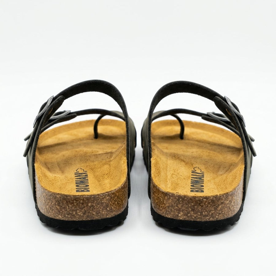 Sandales Biowalk pour Femme – Kaki Semelle Liège – Made in Spain 🇪🇸