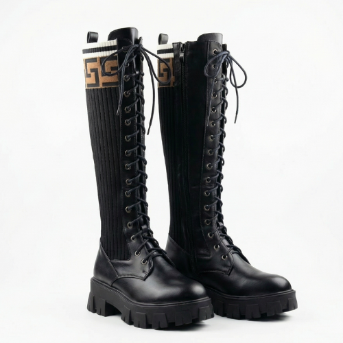 Bottes femme noires style combat – Importées d’Espagne 🇪🇸