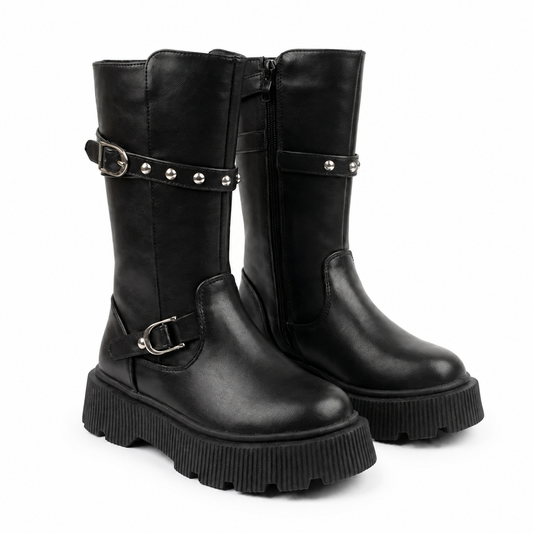 Bottes biker fille noires – Bombas Maroc