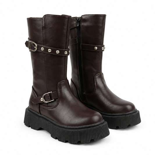 Bottes biker fille chocolat – Bombas Maroc