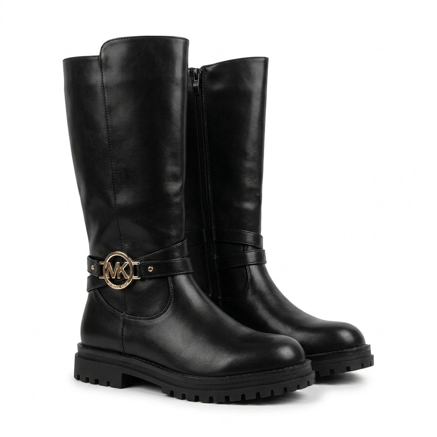 Bottes Hautes Fille Noires Boucle Dorée – Importées d’Espagne 🇪🇸