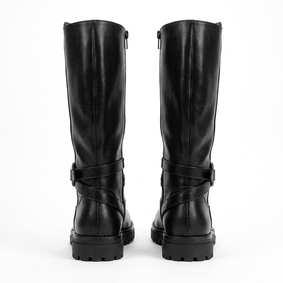 Bottes Hautes Fille Noires Boucle Dorée – Importées d’Espagne 🇪🇸
