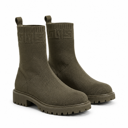 Bottines Femme Kaki en Maille – Bombas Maroc