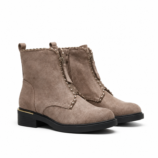Bottines Femme en Suédine Taupe – Bombas Maroc
