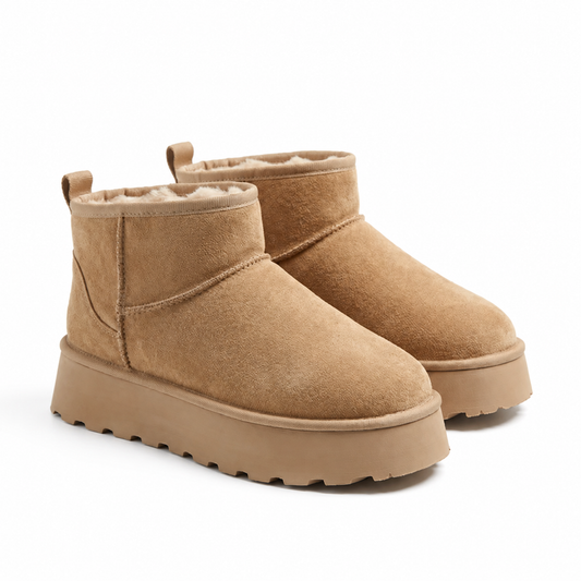 Bottines fourrées beige femme – Bombas Maroc