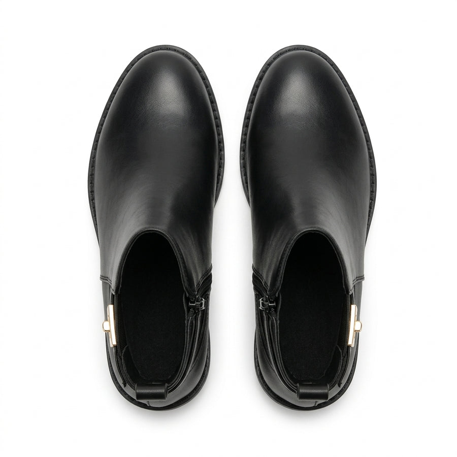 Bottines Chelsea Femme Fermoir Doré – Noir