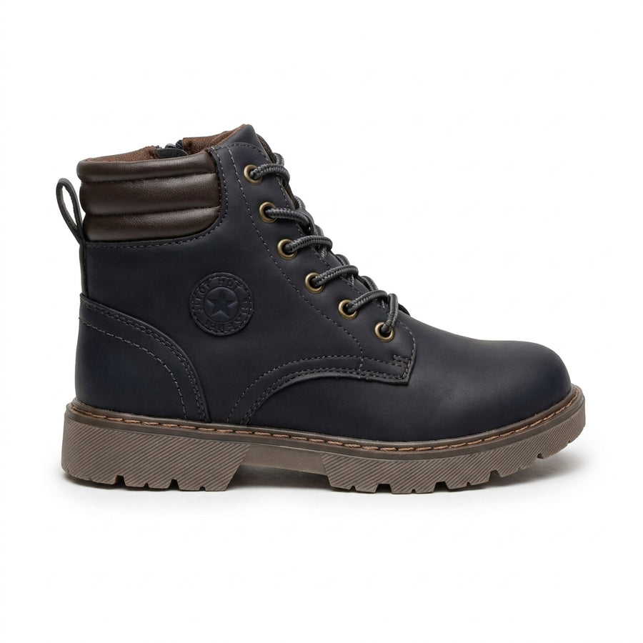 Bottines Enfant à Lacets et Zip – Bleu_Marine