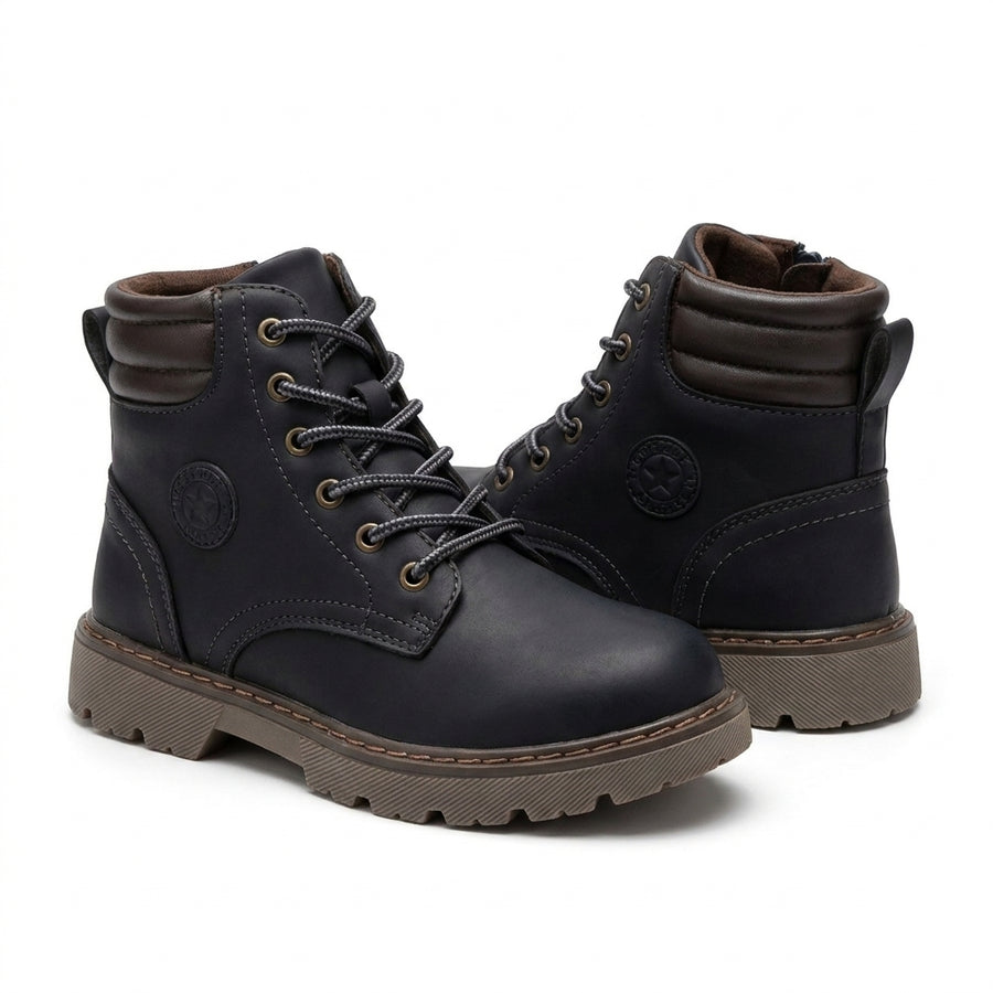 Bottines Enfant à Lacets et Zip – Bleu_Marine