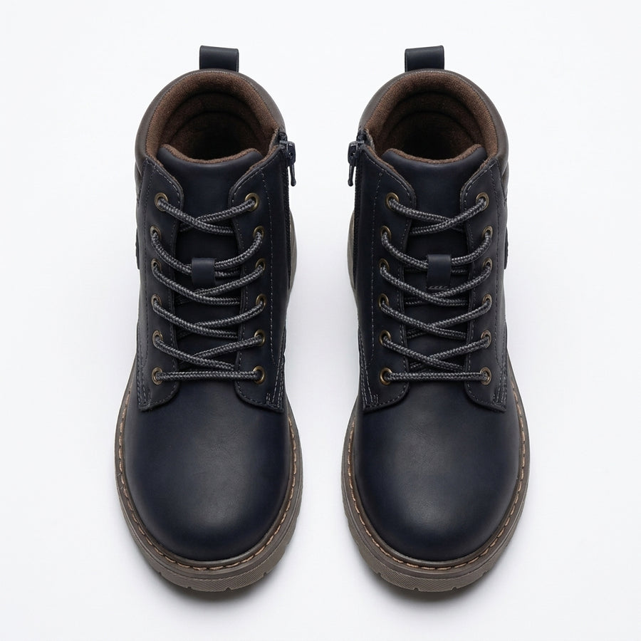 Bottines Enfant à Lacets et Zip – Bleu_Marine