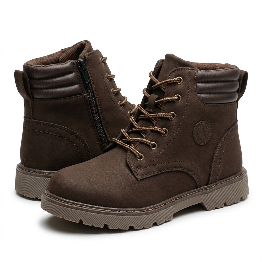 Bottines Enfant à Lacets et Zip – Marron