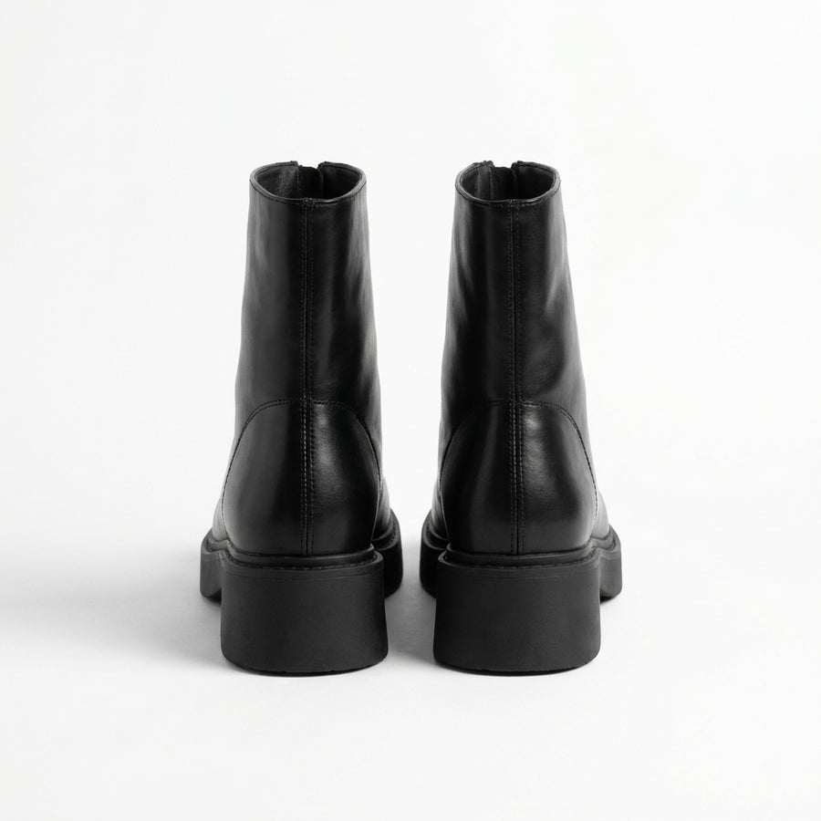 Bottines Femme Zip Avant Semelle Épaisse – Noir