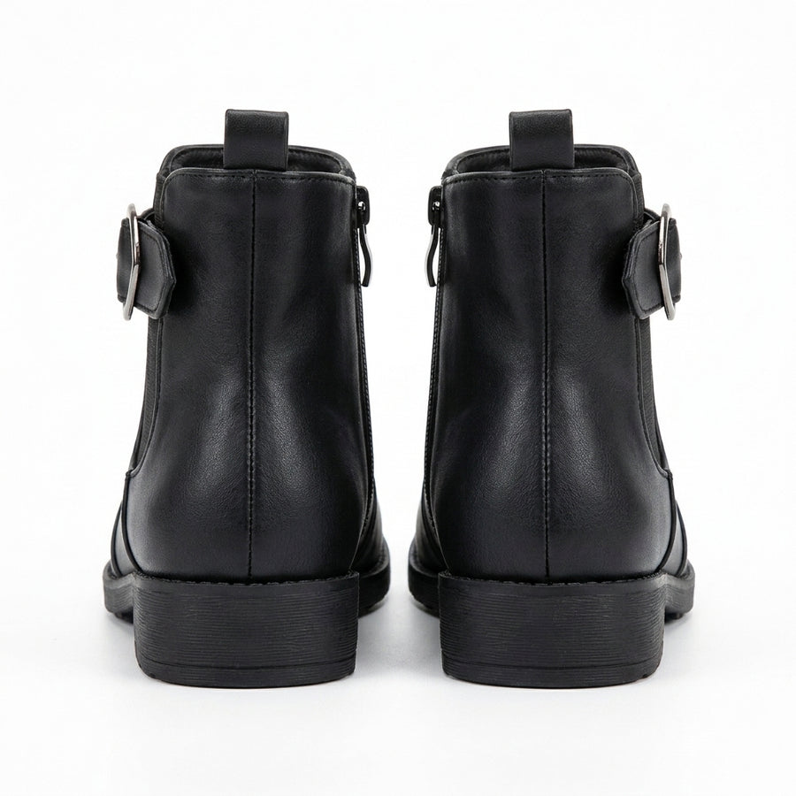 Bottines Fille Chelsea Noires Boucle Cœur – Zip Latéral & Élastiques