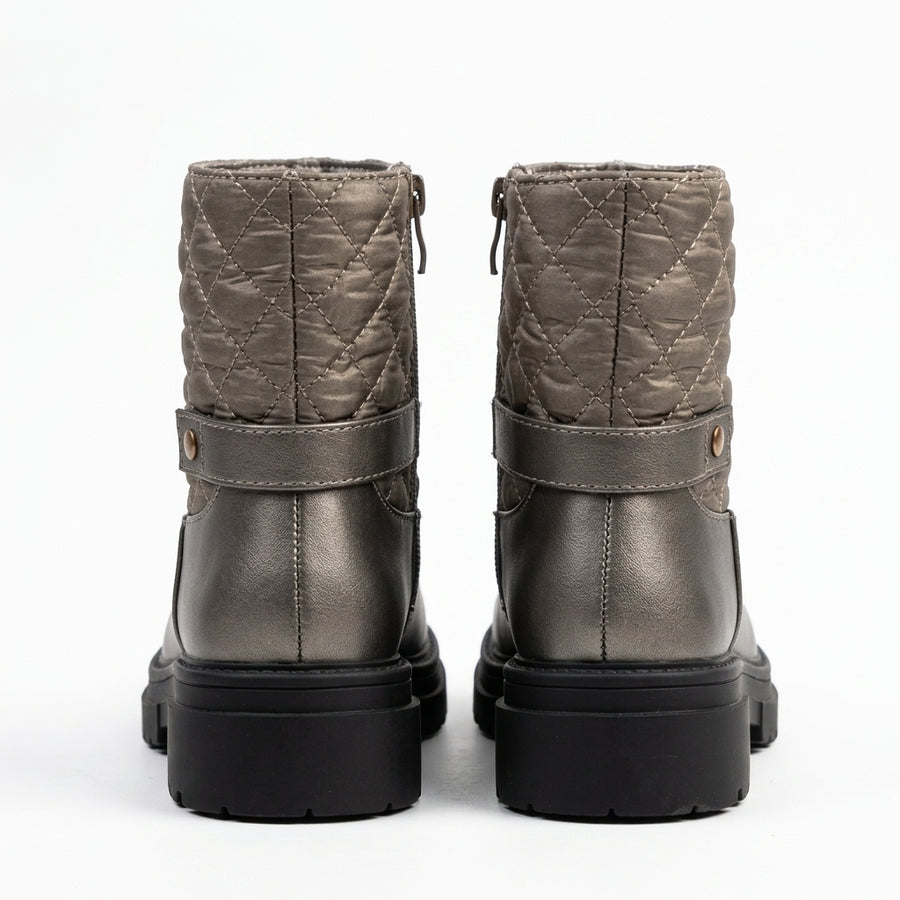 Bottines Fille Matelassées à Zip – Bronze Métallisé