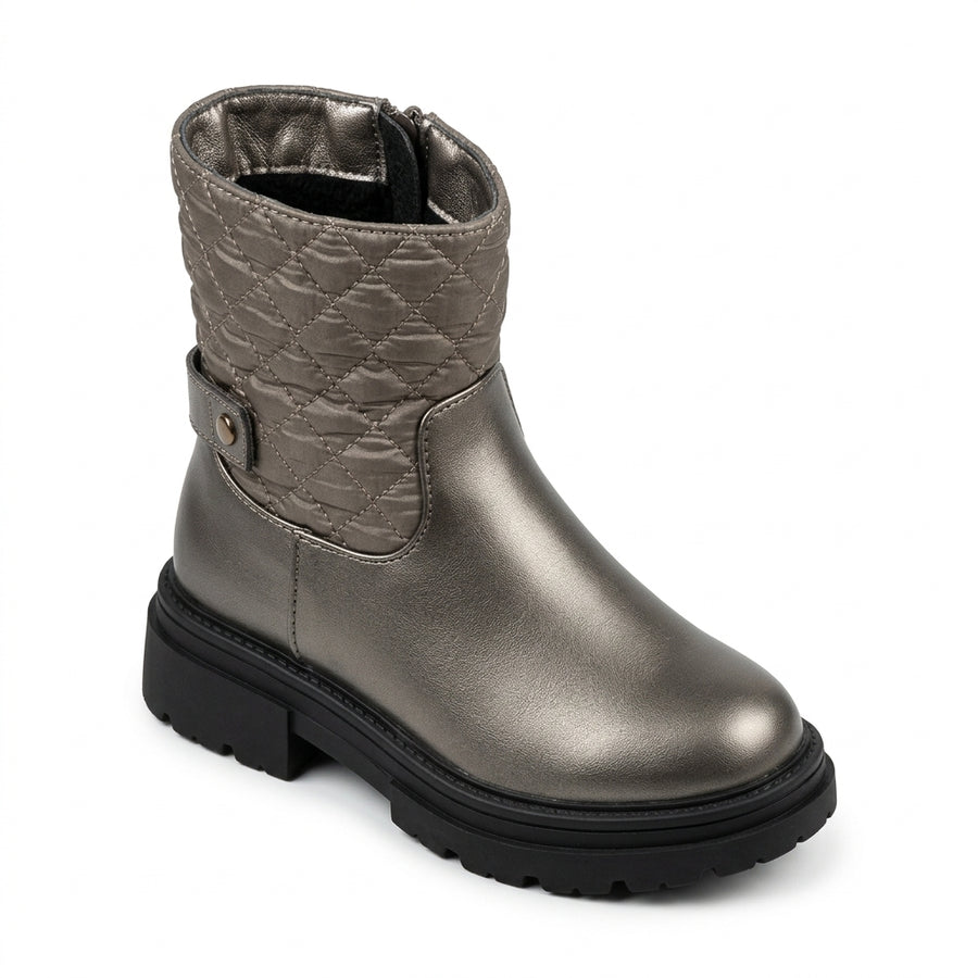 Bottines Fille Matelassées à Zip – Bronze Métallisé