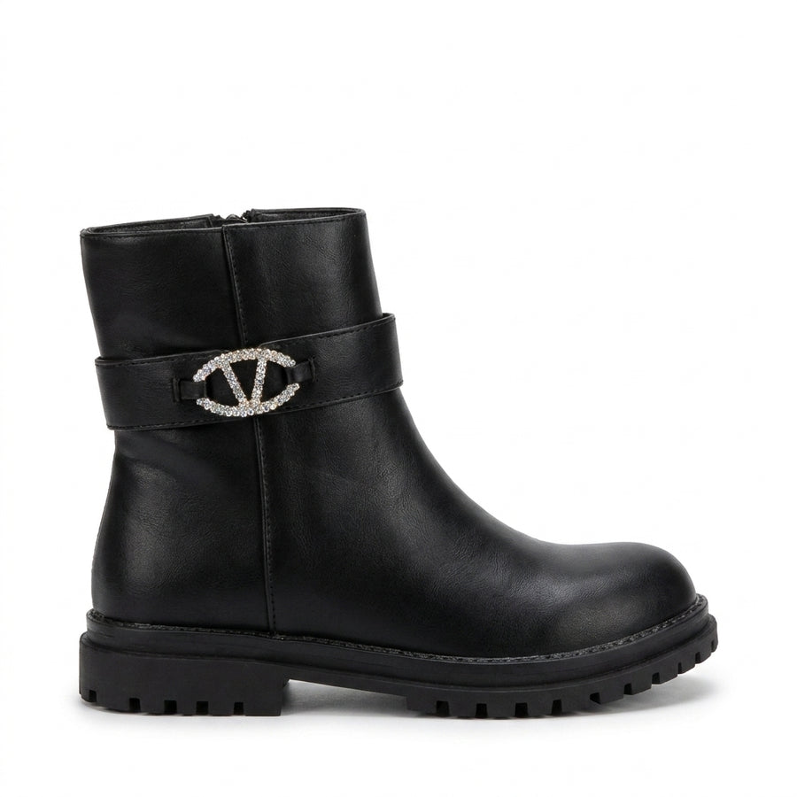 Bottines Fille Noires Boucle Strass – Importées d’Espagne 🇪🇸