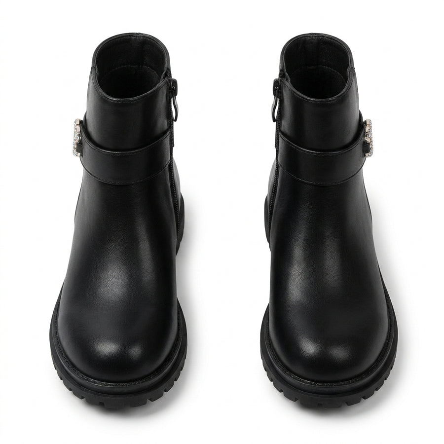 Bottines Fille Noires Boucle Strass – Importées d’Espagne 🇪🇸