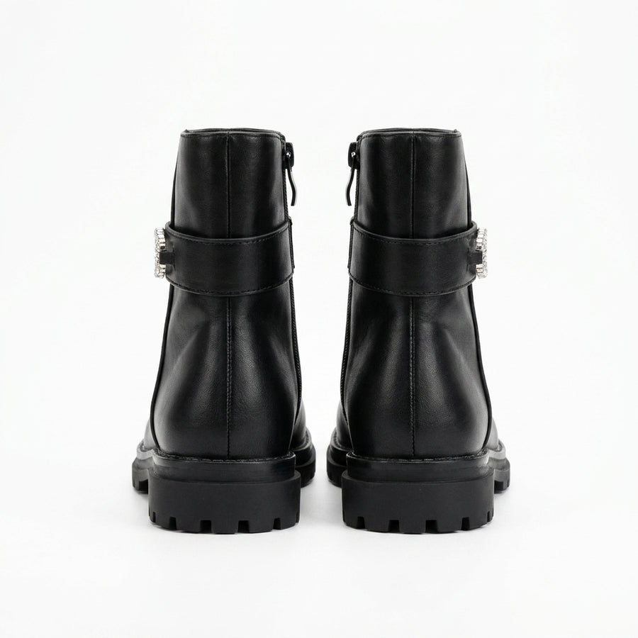Bottines Fille Noires Boucle Strass – Importées d’Espagne 🇪🇸