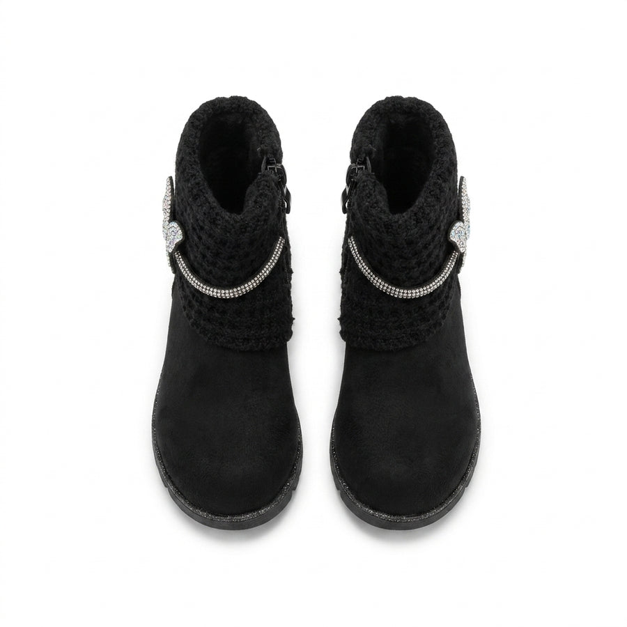 Bottines Fille Noires Papillon Strass – Importées d’Espagne 🇪🇸