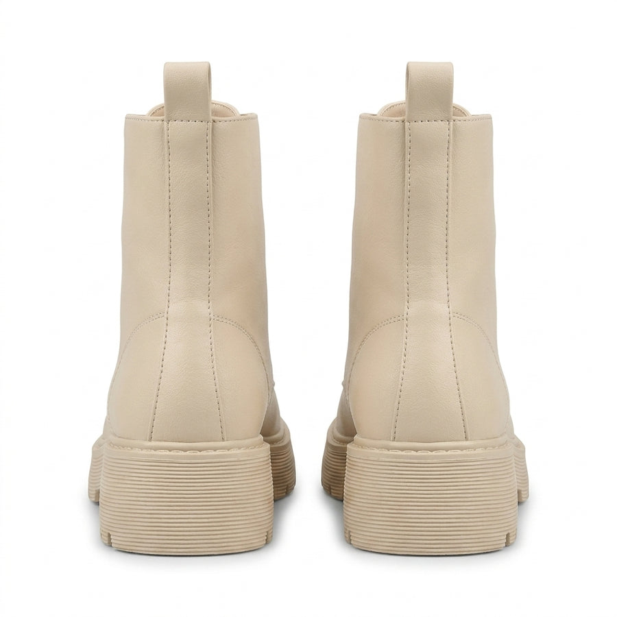 Bottines Fourrées Beige Crème – Fille & Femme – Zip & Lacets – Semelle Crantée