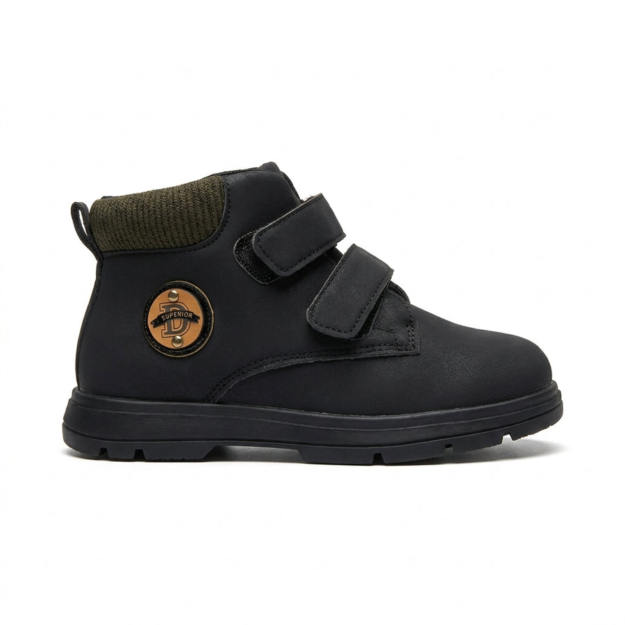 Bottines Garçon à Double Scratch – Noir