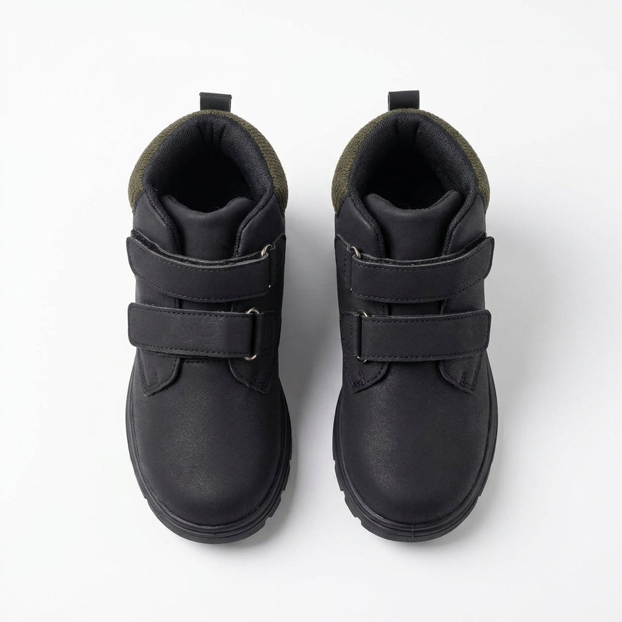 Bottines Garçon à Double Scratch – Noir