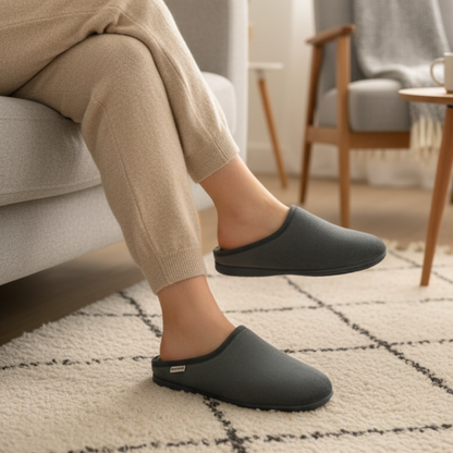 chaussons d’intérieur homme gris foncé confortables et chauds