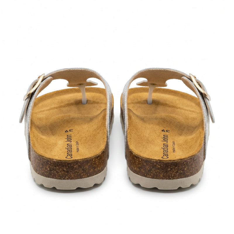 Tongs Femme Canadian John – Argenté Métallisé Texture Écailles – Made in Spain 🇪🇸