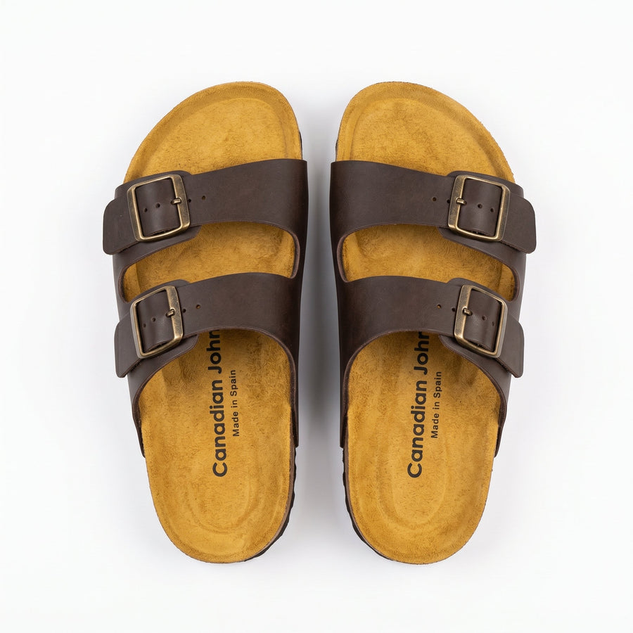Sandales Homme Canadian John Cuir – Made in Spain 🇪🇸 – Marron