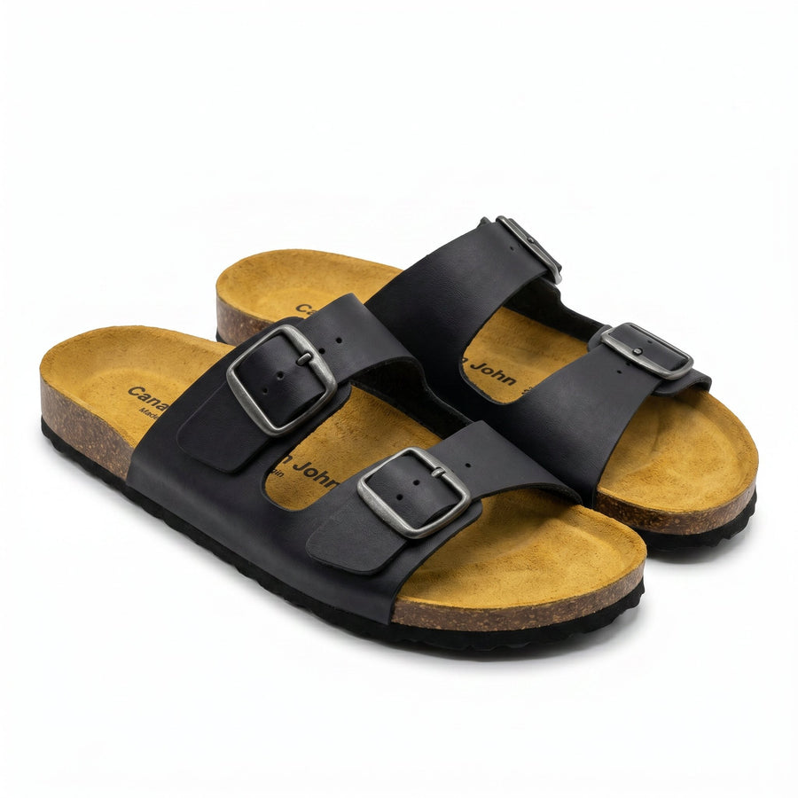 Sandales Homme Canadian John en Cuir – Made in Spain 🇪🇸 – Noir